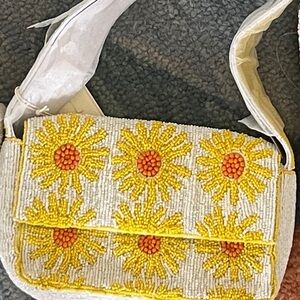 Sol And Mer Yellow Daisy Beaded Shoulder Bag
